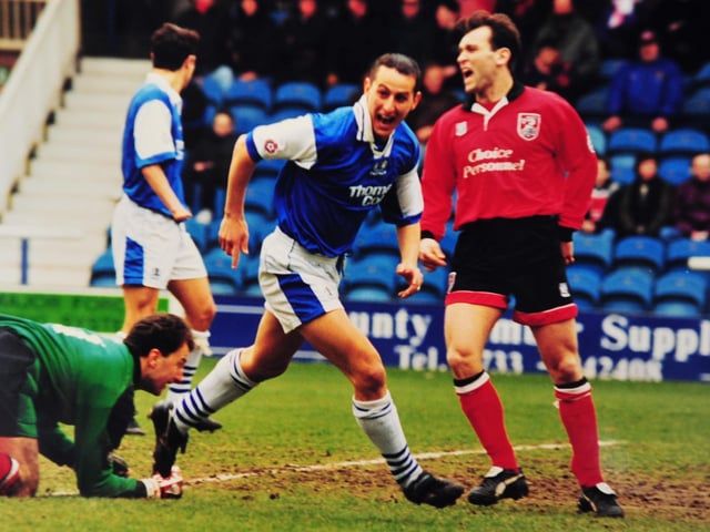 CARL GRIFFITHS. The Evening Telegraph was present on transfer deadline day in 1995 when Posh chairman Chris Turner told Posh manager Mick Halsall that a club record £225k for Portsmouth striker Griffiths was too much. The deal still went ahead, but Turner was soon proved right as usual. Griffiths was a Welsh under 21 international who scored 27 goals in one season for Shrewsbury which earned him a £500k move to Manchester City before a switch to Pompey. Griffiths, a fox-in-the-box, scored after just two minutes of his Posh debut against Walsall, but scored just one other Football League goal before moving on. Posh did recoup £50k of his free from Leyton Orient and after a spell in East London he joined Luton Town.