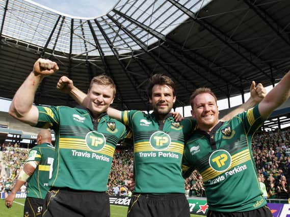 Chris Ashton, Ben Foden and Paul Diggin celebrated Saints' semi-final win at Stadium MK