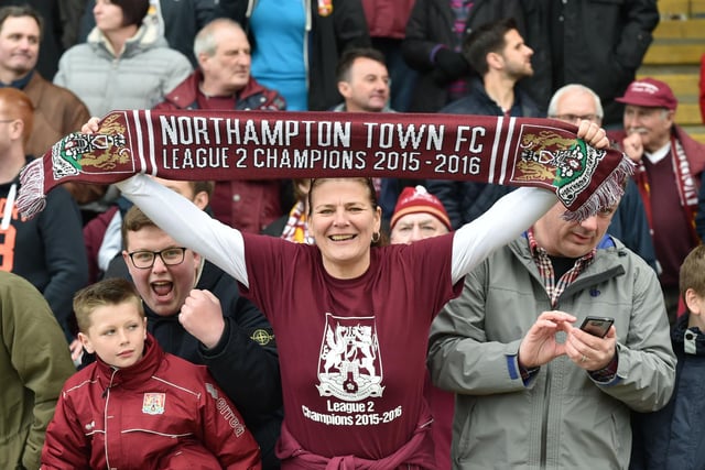 This Cobblers fan celebrates her team's success in style