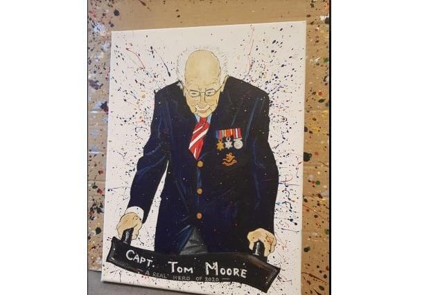 Michelle Kiernan, an artist from Meppershall, has created this painting after her dad, David Farmer, requested a painting as a gesture to Captain Tom Moore