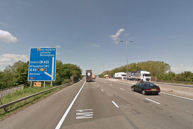 The M1 in Northamptonshire recorded 194 accidents causing casualties between 2014 and 2018