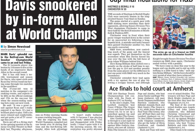 Latest from snooker star Mark Davis at the World Championships