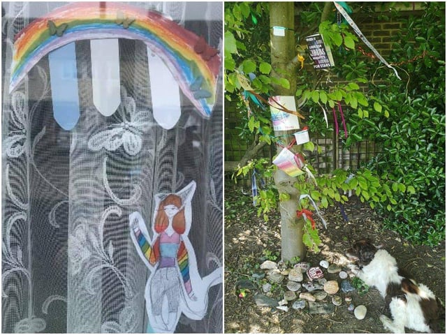 Gemma R Dynan sent in this rainbow picture which was delivered to her by her niece Jessica, while Jasmine Elliott shared this picture of the prayer and thoughts tree in Victoria Park, Worthing
