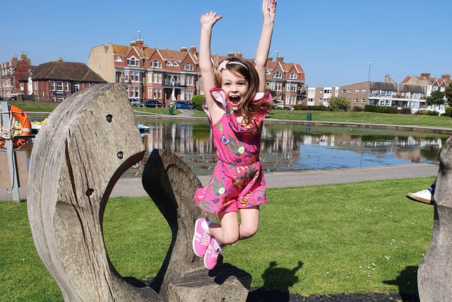 Kay Newman shared this picture of her daughter Ellie-Mae, 7, from Littlehampton, loving life on their daily walk