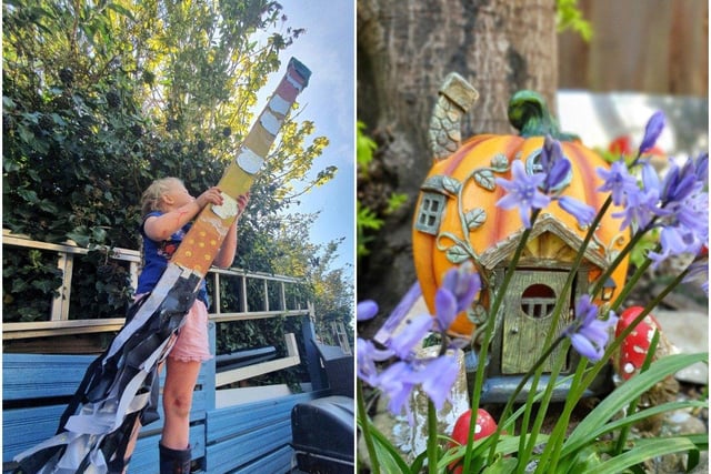Teresa Williams sent in this picture of her daughter Sienna, 4, with her rocket, as well as this one of bluebells in her daughter's fairy garden