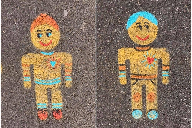 Sharon Hughes shared these snaps of chalk people on the pavement