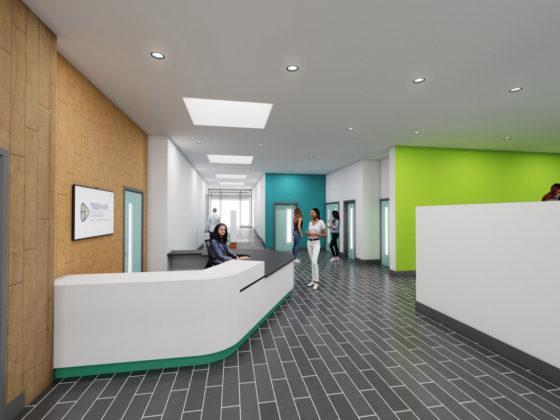 This is where students, staff and visitors will be greeted on arrival at the new campus