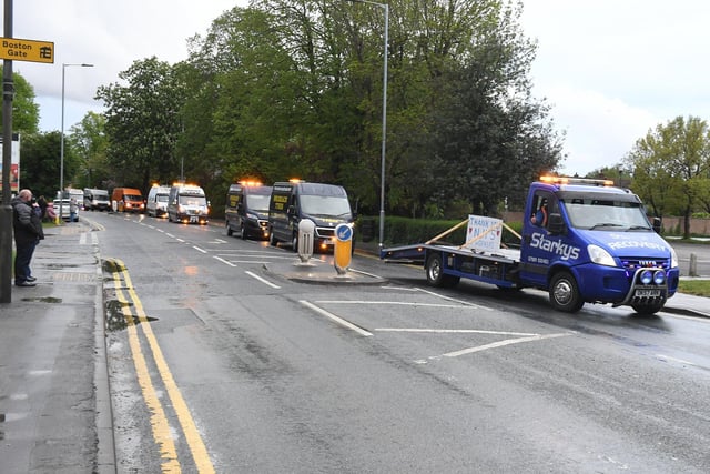 A convoy of vehicles paraded through the hospital grounds as part of the tribute.