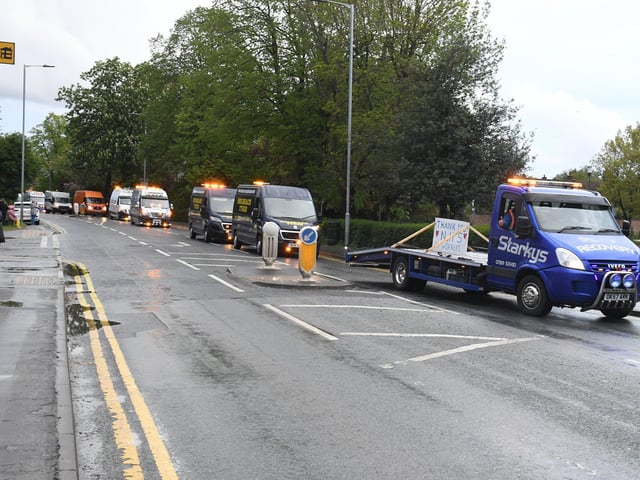 A convoy of vehicles paraded through the hospital grounds as part of the tribute.