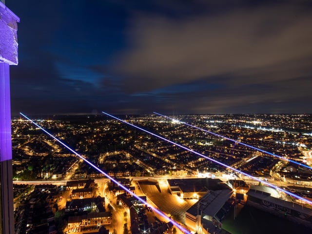 The show, now in it's second week, displayed laser beams for the first time last night. Picture by: MLE Pyrotechnics Limited