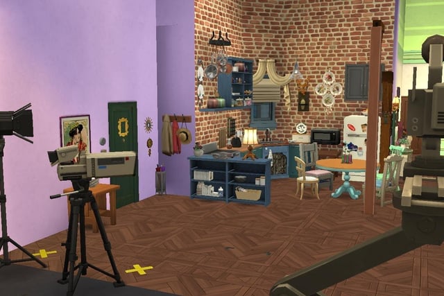 Ollie Armitage-Saunders, 26, from Chichester, recreated iconic TV and film sets on The Sims 4. Pictured is the set of Monica's apartment in the TV sitcom Friends