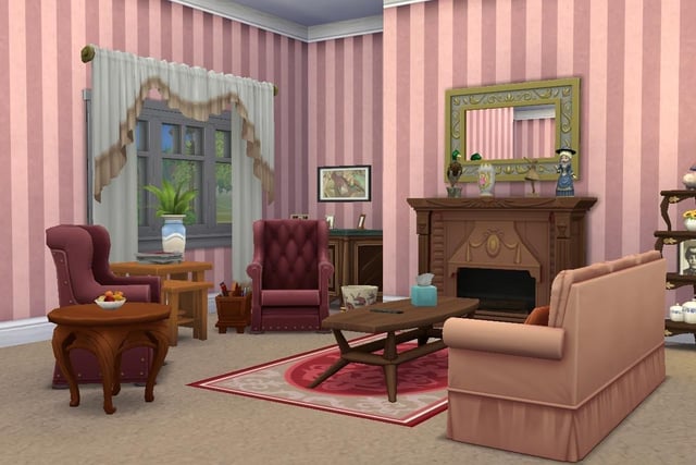 Ollie Armitage-Saunders, 26, from Chichester, recreated iconic TV and film sets on The Sims 4. Pictured is 4 Privet Drive's living room from the Harry Potter film series
