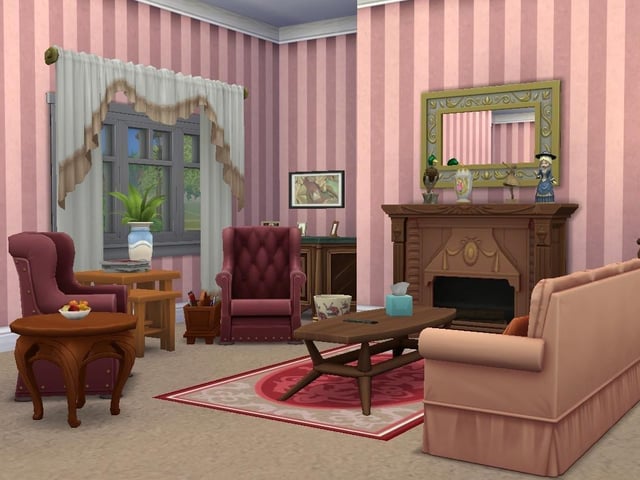 Ollie Armitage-Saunders, 26, from Chichester, recreated iconic TV and film sets on The Sims 4. Pictured is 4 Privet Drive's living room from the Harry Potter film series