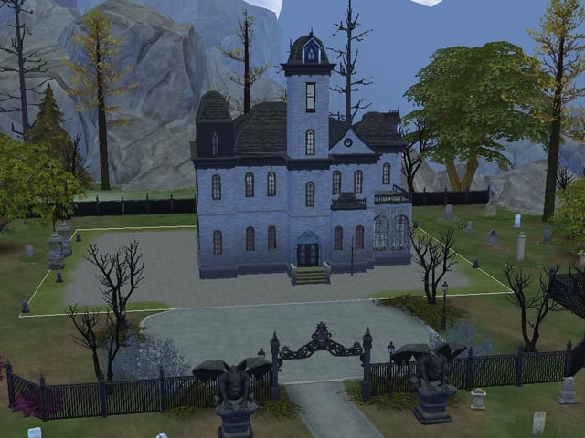 Ollie Armitage-Saunders, 26, from Chichester, recreated iconic TV and film sets on The Sims 4. Pictured is the house from The Addams Family
