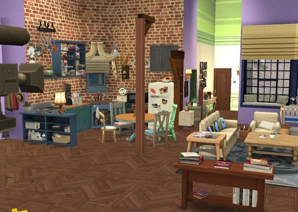 Ollie Armitage-Saunders, 26, from Chichester, recreated iconic TV and film sets on The Sims 4. Pictured is the set of Monica's apartment in the TV sitcom Friends