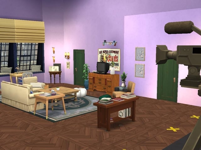 Ollie Armitage-Saunders, 26, from Chichester, recreated iconic TV and film sets on The Sims 4. Pictured is the set of Monica's apartment in the TV sitcom Friends