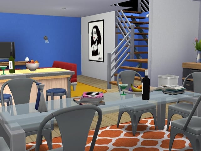 Ollie Armitage-Saunders, 26, from Chichester, recreated iconic TV and film sets on The Sims 4. Pictured is Eddy's house from BBC sitcom Absolutely Fabulous