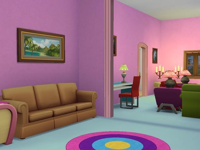 Ollie Armitage-Saunders, 26, from Chichester, recreated iconic TV and film sets on The Sims 4. Pictured is 742 Evergreen Terrace from The Simpsons