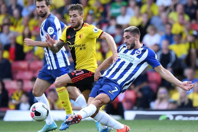 A well taken left foot strike capped a fine afternoon on the opening day of the season at Watford. Impressive assist from Lewis Dunk too, who brought the ball out from the back nicely and played a defence splitting pass.