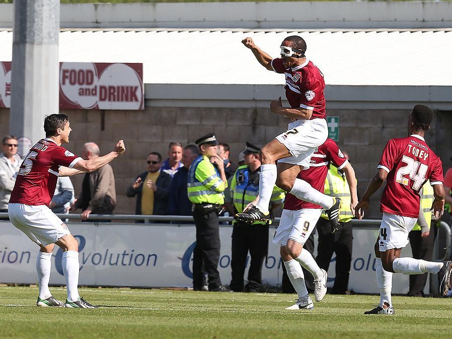 Mathias Kouo-Doumbe celebrates the third goal.