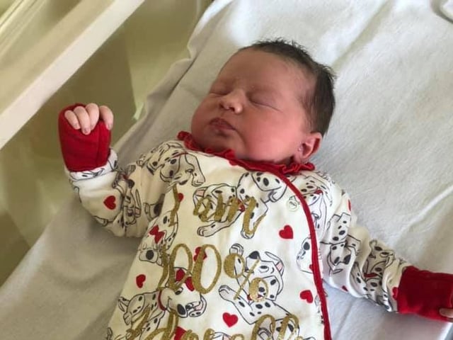 Born April 9 at 3.49am at NGH, 7lbs 11oz.