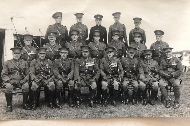 Pupil Flora McGowans grandfather Duncan Hattersley Smith aged 17 in the Duke of Wellington Regiment at the top right (photo from Winchester House School)