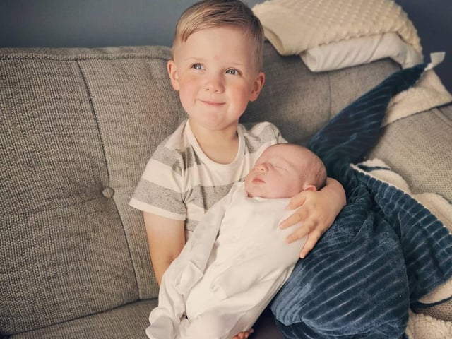 Born two weeks late on April 22 weighing 8lbs 11oz at KGH, delivered by "lovely" midwife Charlotte Callan