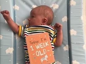 Born on April 17 at KGH weighing 6lb 9oz. He is wearing his special rainbow outfit to say thank you to the amazing NHS.