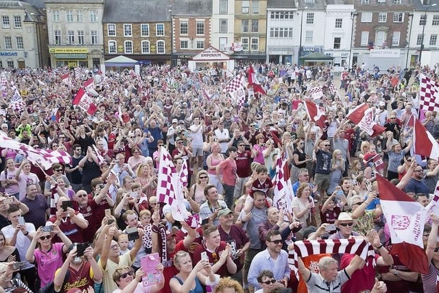 What a welcome... there were 1,000s of Cobblers supporters packed into the Market Square