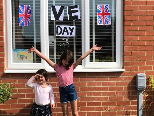 Rebecca Christie - Charlotte (3) and Chloe (7) proudly painted their own flags.