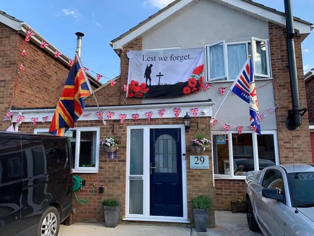 Donna N Paul Osborne - Flags and bunting up ready here in Bugbrooke Homestead Drive for our driveway party, just heading into the kitchen to prepare party food.