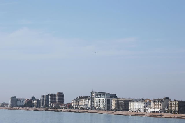 Care for Veterans residents in Worthing were honoured with a Spitfire flypast on VE Day. Spitfire pictured centre