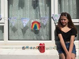 Amber Sharp, 10, from Eastbourne celebrating VE Day