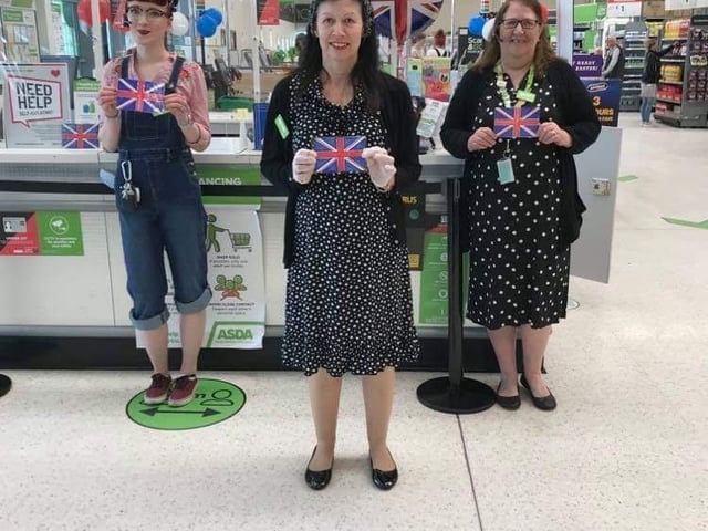 The team at ASDA in St Leonards dressed up for VE Day