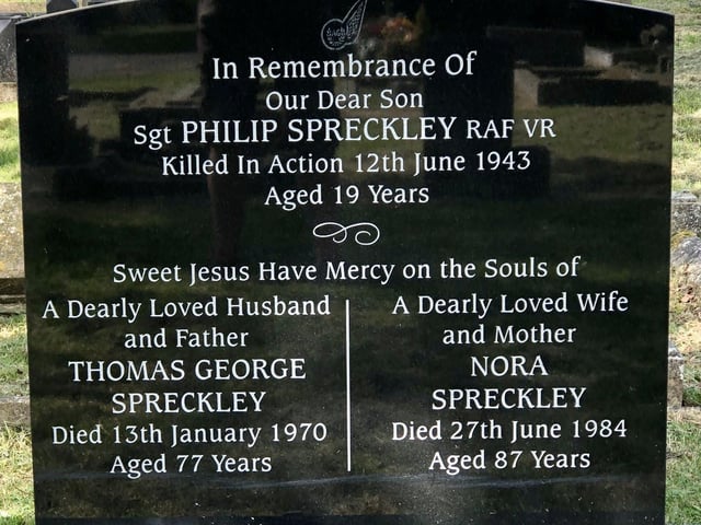 A tombstone at Eastfield Cemetery of people who gave their lives. Photo: Toby Wood