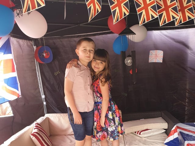 Youngsters enjoying VE Day at home in Sleaford.