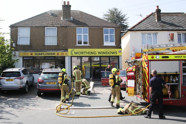 The scene of the fire in Salvington Road, Worthing