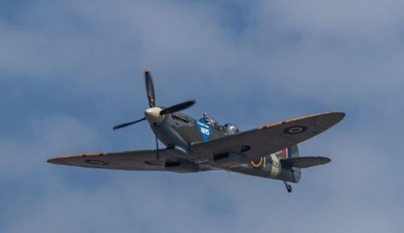Highdown Rotary Club member Trish Sullivan watched the Spitfire flypast from Worthing seafront