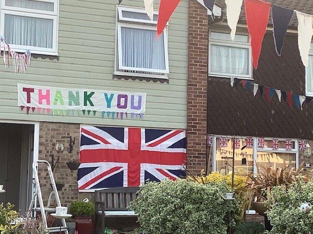 Residents in Rogate Close pulled together to put up decorations for VE Day