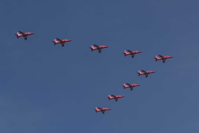 The Red Arrows going over Buckinghamshire on Friday