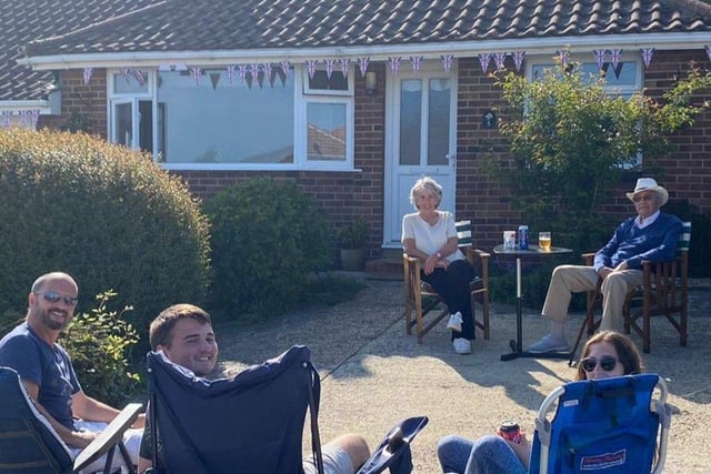 Residents of Steyning Close, Sompting, celebrated VE Day with a street party and had two minutes' silence on in their front gardens