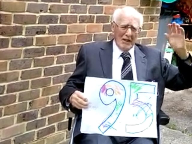 Ron Farley, who lives in Scaynes Hill and trained as a pilot during World War Two, turned 95 on VE Day. Keith Farley, his son, said: "He had a good day of celebration with a Zoom party with his three children and spouses, calls from family and friends, neighbours wishing him happy birthday distanced at his door and a giant birthday cake. He also joined in the local celebrations for VE Day." SUS-201105-114600001