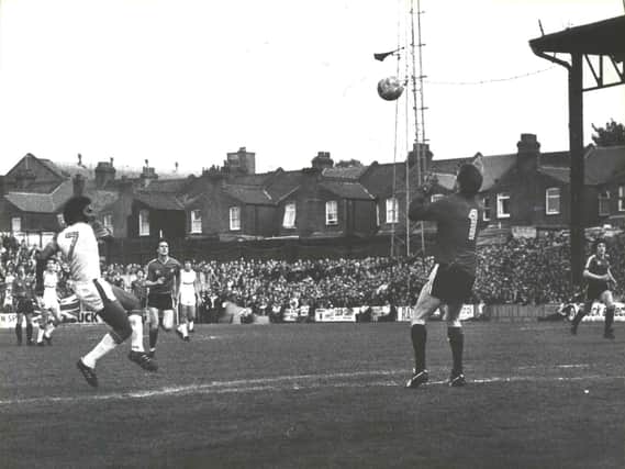 Ricky Hill scores the opening goal for Luton as they beat QPR 3-2 on May 11, 1982
