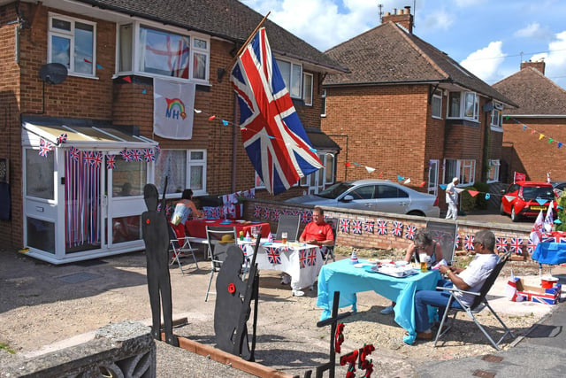Residents in Whitnash mark the 75th anniversary of VE Day.
Photo by Allan Jennings.