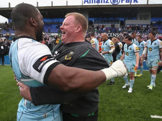 Try scorer Brian Mujati and forwards coach Dorian West were able to celebrate a superb success against Saracens