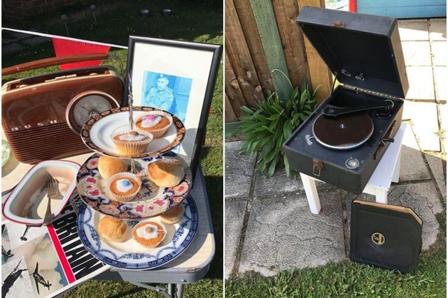Carole Hillier, from Rose Green, dressed up in a 1940s dress, played wartime music all day and put her collection on display in her garden, along with some homemade cakes and scones