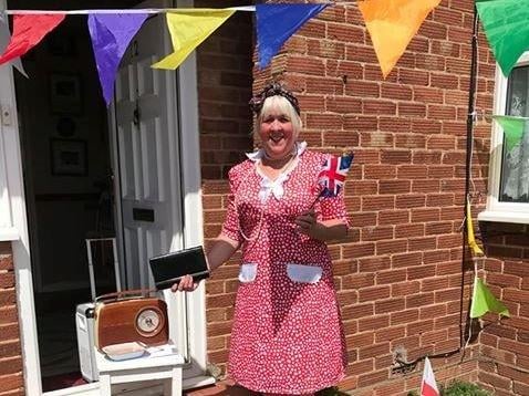 Carole Hillier, from Rose Green, dressed up in a 1940s dress, played wartime music all day and put her collection on display in her garden, along with some homemade cakes and scones