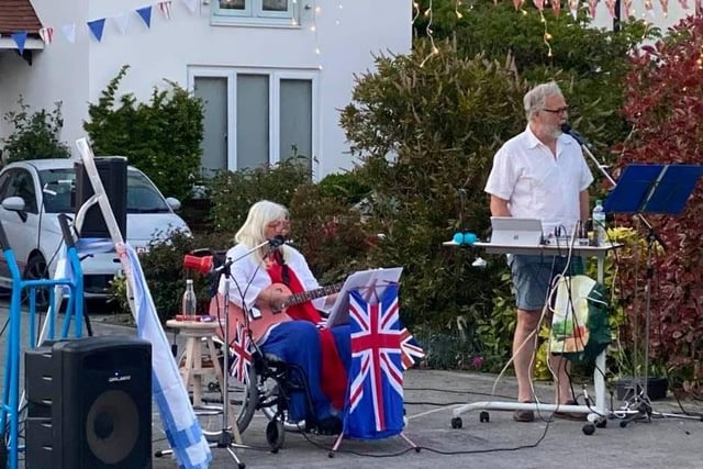 Yvonne Sutcliffe sent in these pictures of the celebrations on the Summerley Estate in Felpham - the evening singalong
