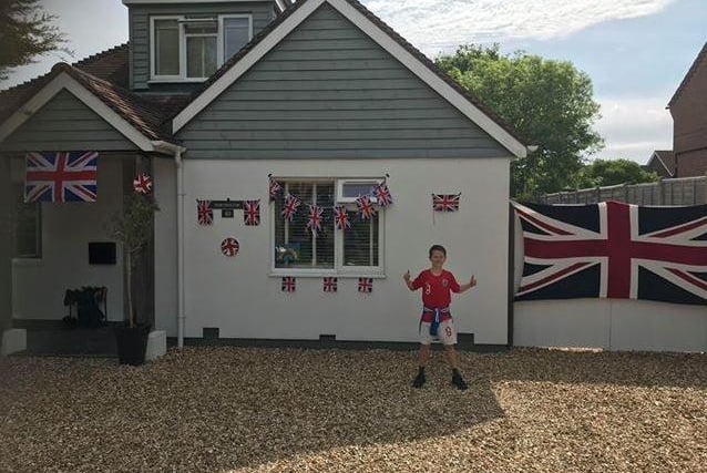 Ali Gregory sent in this snap of Jamie Gregory, eight, with their decorations in Fishbourne