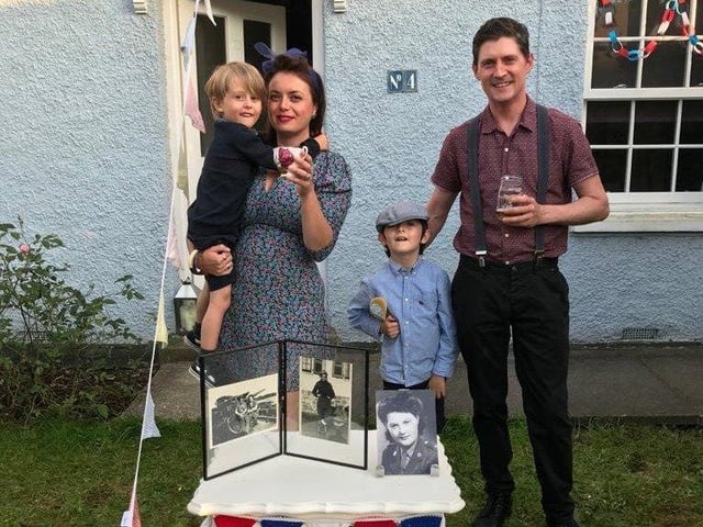 Alice Purnell sent in this picture of her family during the VE Day party in Pound Farm Road, Chichester